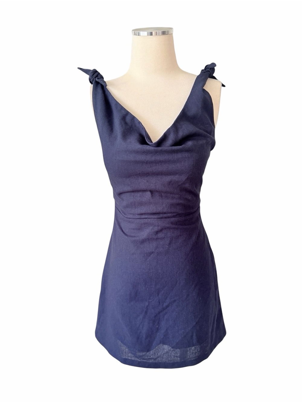 Vici Navy Blue Mini Dress with Tie Shoulders Sz XS
